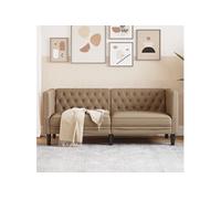 vidaXL Tweezitsbank Chesterfield-stijl kunstleer cappuccinokleurig372664 Marron G