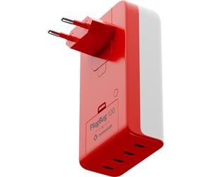 Twelve South PlugBug Chargeur Mural EU/UK (120W) – Intégration de la technologie Apple Find My – Design ultra-fin alimenté par GaN – Livraison d'énergie intelligente pour charger plusieurs appareils