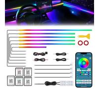 TWETIZ Dream+color Bande lumineuse LED en acrylique pour intérieur de voiture avec application sans fil, RVB 14 en 1 avec 612 LED en fibre optique de 445 cm, éclairage d'ambiance néon double zone