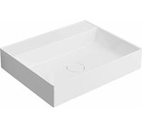 TWIG lavabo en fonte de marbre in ache-siphon 60x47cm, sans trou pour robinetterie, blanc