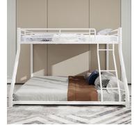Twin Over Full métal lit d'étage, cadre de lit d'étage en métal Heavy Duty, lit d'étage Twin Over Full avec escalier et railings d