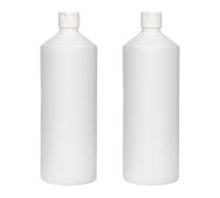 Twin Pack of 1 Litre HDPE Plastic Bottles with Flip Caps