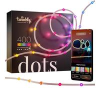Twinkly Dots 20m, Bandeau LED Multicolore pour Extérieur et Intérieur, Bandeau LED RGB Flexible, Compatible avec Alexa, Google Home, IP44, 16 M+ Couleurs, Contrôle App, Fil Transparent, 400 LED