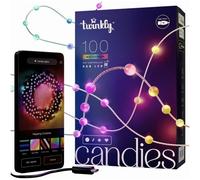 Twinkly Strings USB-C Pearls 100 LED, Guirlande Lumineuse en Forme de Perle, Fil Lumineux LED Multicolore RGB, Lumières Saint-Valentin, Compatible avec Alexa, Google Home, USB C, Fil Vert, 6m