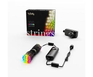 Twinkly Strings 100 LED RGB+Blanc, Guirlande Lumineuse Exterieur et Intérieur, Lumières LED Multicolores, Compatible avec Alexa, Google Home, IP44, Guirlande Noël, Contrôle App, Fil Noir, 8m