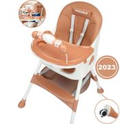 Twinky® Chaise haute Baby MAXI - Marron - Chaise haute 2 en 1 pour enfant - Chaise de salle à manger pliante, poussette - Chaise évolutive et chaise pour nouveau-né