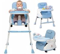 Twinky® Chaise Haute Bebe - Ensemble 2 en 1 Poussette - Chaise haute pliable & poussette pour bébés et tout-petits - Chaise bébé réglable, portable et compacte - Convient de 6 mois à 4-5 ans - Blau