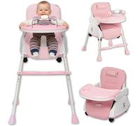 Twinky® Chaise Haute Bebe - Ensemble 2 en 1 Poussette - Chaise haute pliable & poussette pour bébés et tout-petits - Chaise bébé réglable, portable et compacte - Convient de 6 mois à 4-5 ans - Rose