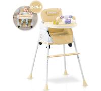 Twinky® Chaise haute bébé - Marron - Chaise haute pour enfant 2 en 1 - Chaise de salle à manger pliante, poussette - Chaise évolutive et chaise pour nouveau-né