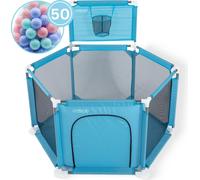 Twinky® Parc - Parc pliable pour bébés & parc avec 50x balles océan - Parc pour bébés à griffer - Barrière de marche - Parc pour bébés constructible
