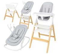 Twinly - Chaise Haute Évolutive pour Bébé 5 en 1 Multifonction Alaia: Balancelle, Tour d’Apprentissage, Siège - dès la Naissance 0m+ - Pliable et Ergonomique en Bois de Hêtre - Plateau Amovible