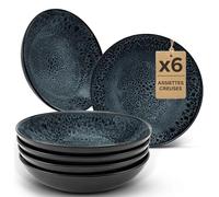 Twinzee 6 Assiette Creuses Granite - Compatible Micro-onde - Assiettes Service de Table Riviera Collection