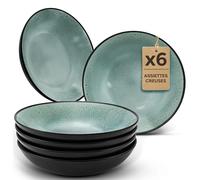 Twinzee 6 Assiette Creuses Sage - Compatible Micro-onde - Assiettes Service de Table Riviera Collection