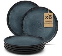 Twinzee 6 Grandes Assiette Granite - Compatible Micro-onde - Assiettes Service de Table Riviera Collection
