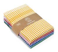 Twinzee Torchon Cuisine (Set de 5) 100% Coton Oeko Tex 180 GSM - 47x67 cm - Torchon à Carreaux Design Retro - pour Sécher la Vaisselle et Les Mains - Multicolore