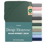 Twinzen Drap Housse 160 x 200 Bonnet 35 cm pour Matelas Épais - 100% Polyester Microfibre Brossée - Vert pétrole, Certifié Oeko Tex, Drap Housse avec Élastique Complet