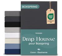 Twinzen Drap Housse 180x200 cm Premium, Coton avec 5% Elasthanne - Bonnet Profond 40cm pour Matelas Épais/Boxspring - Gris foncé - Oeko-Tex