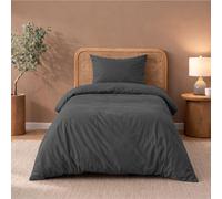Twinzen Housse De Couette 135x200 cm avec 1 Taie Oreiller 50x70 cm, Gris foncé - Parure de Lit 135x200 en Microfibre - Oeko-Tex