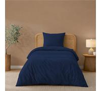 Twinzen Housse De Couette 140x200 cm avec 1 Taie Oreiller 65x65 cm, Bleu foncé - Parure de Lit 140x200 en Microfibre - Oeko-Tex