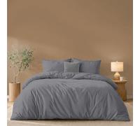 Twinzen - Housse de Couette 200x200 + 2 Taies Oreiller 50x70cm | Anthracite · Microfibre Ultra Douce · Parure de Lit 140x190 · 3 Pièces · OEKO-TEX · Fermeture Éclair · Linge de Lit Adulte