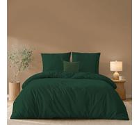 Twinzen - Housse de Couette 200x200 + 2 Taies Oreiller 65x65cm | Vert · Microfibre Ultra Douce · Parure de Lit 140x190 · 3 Pièces · OEKO-TEX · Fermeture Éclair · Linge de Lit 2 Personnes