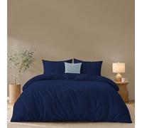 Twinzen Housse De Couette 200x200 cm avec 2 Taies Oreiller 50x70 cm, Bleu foncé - Parure de Lit 200x200 Adulte en Microfibre - Oeko-Tex