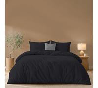 Twinzen Housse De Couette 240x220 cm avec 2 Taies Oreiller 50x70 cm, Noir - Parure de Lit 220x240 Adulte en Microfibre - Oeko-Tex