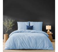 Twinzen Housse De Couette 260x240 cm avec 2 Taies Oreiller 65x65 cm, Bleu - Parure de Lit 240 x 260 Adulte en Microfibre - Oeko-Tex