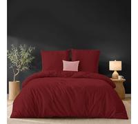 Twinzen Housse De Couette 260x240 cm avec 2 Taies Oreiller 65x65 cm, Bordeaux - Parure de Lit 240 x 260 Adulte en Microfibre - Oeko-Tex