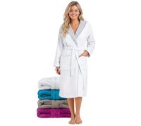 Twinzen - Peignoir de Bain Femme - 100% Coton Velours Premium | Eponge Absorbante · Tissu Doux et Moelleux · Oeko-Tex · Robe de Chambre Sortie de Bain · Capuche, Poches, Ceinture