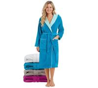 Twinzen - Peignoir de Bain Femme - 100% Coton Velours Premium | Eponge Absorbante · Tissu Doux et Moelleux · Oeko-Tex · Robe de Chambre Sortie de Bain · Capuche, Poches, Ceinture