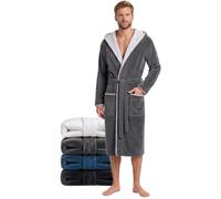 Twinzen - Peignoir de Bain Homme - 100% Coton Velours Premium | Eponge Absorbante · Tissu Doux et Moelleux · Oeko-Tex · Robe de Chambre Sortie de Bain · Capuche, Poches, Ceinture