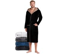 Twinzen - Peignoir de Bain Homme - 100% Coton Velours Premium | Eponge Absorbante · Tissu Doux et Moelleux · Oeko-Tex · Robe de Chambre Sortie de Bain · Capuche, Poches, Ceinture