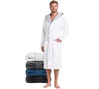 Twinzen - Peignoir de Bain Homme - 100% Coton Velours Premium | Eponge Absorbante · Tissu Doux et Moelleux · Oeko-Tex · Robe de Chambre Sortie de Bain · Capuche, Poches, Ceinture