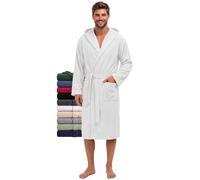 Twinzen - Peignoir de Bain Homme avec Capuche - 100% Coton Éponge | Tissu Doux et Absorbant · Oeko-Tex · Robe de Chambre Sortie de Bain · 2 Poches et 1 Ceinture