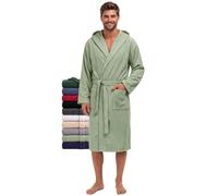 Twinzen - Peignoir de Bain Homme avec Capuche - 100% Coton Éponge | Tissu Doux et Absorbant · Oeko-Tex · Robe de Chambre Sortie de Bain · 2 Poches et 1 Ceinture