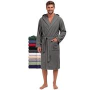 Twinzen - Peignoir de Bain Homme avec Capuche - 100% Coton Éponge | Tissu Doux et Absorbant · Oeko-Tex · Robe de Chambre Sortie de Bain · 2 Poches et 1 Ceinture