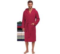 Twinzen - Peignoir de Bain Homme avec Capuche - 100% Coton Éponge | Tissu Doux et Absorbant · Oeko-Tex · Robe de Chambre Sortie de Bain · 2 Poches et 1 Ceinture