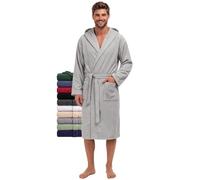 Twinzen - Peignoir de Bain Homme avec Capuche - 100% Coton Éponge | Tissu Doux et Absorbant · Oeko-Tex · Robe de Chambre Sortie de Bain · 2 Poches et 1 Ceinture