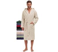 Twinzen - Peignoir de Bain Homme avec Capuche - 100% Coton Éponge | Tissu Doux et Absorbant · Oeko-Tex · Robe de Chambre Sortie de Bain · 2 Poches et 1 Ceinture