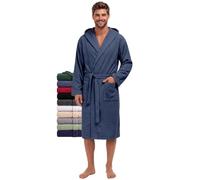 Twinzen - Peignoir de Bain Homme avec Capuche - 100% Coton Éponge | Tissu Doux et Absorbant · Oeko-Tex · Robe de Chambre Sortie de Bain · 2 Poches et 1 Ceinture