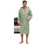 Twinzen - Peignoir de Bain Homme avec Capuche - 100% Coton Éponge | Tissu Doux et Absorbant · Oeko-Tex · Robe de Chambre Sortie de Bain · 2 Poches et 1 Ceinture
