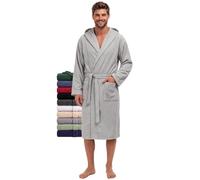 Twinzen - Peignoir de Bain Homme avec Capuche - 100% Coton Éponge | Tissu Doux et Absorbant · Oeko-Tex · Robe de Chambre Sortie de Bain · 2 Poches et 1 Ceinture