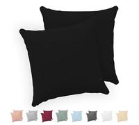 Twinzen® Taie Oreiller 30x30 cm (Lot de 2) - 100% Coton Jersey 150 GSM - Noir - Taie d'oreiller 30x30 cm - Housse de Coussin avec Fermeture Éclair - Certifié Oeko-Tex