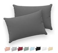 Twinzen® Taie Oreiller 40x60 (Lot de 2) - 100% Coton Jersey 150 GSM - Anthracite - Taie d'oreiller 40x60 - Housse de Coussin avec Fermeture Éclair - Certifié Oeko-Tex