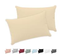 Twinzen® Taie Oreiller 40x60 (Lot de 2) - 100% Coton Jersey 150 GSM - Beige - Taie d'oreiller 40x60 - Housse de Coussin avec Fermeture Éclair - Certifié Oeko-Tex
