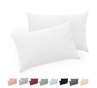 Twinzen® Taie Oreiller 40x60 (Lot de 2) - 100% Coton Jersey 150 GSM - Blanc - Taie d'oreiller 40x60 - Housse de Coussin avec Fermeture Éclair - Certifié Oeko-Tex