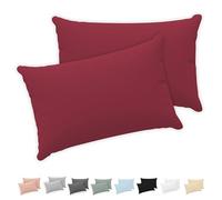 Twinzen® Taie Oreiller 40x70 (Lot de 2) - 100% Coton Jersey 150 GSM - Bordeaux - Taie d'oreiller 40x70 - Housse de Coussin avec Fermeture Éclair - Certifié Oeko-Tex