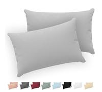 Twinzen® Taie Oreiller 40x70 (Lot de 2) - 100% Coton Jersey 150 GSM - Gris - Taie d'oreiller 40x70 - Housse de Coussin avec Fermeture Éclair - Certifié Oeko-Tex