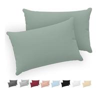 Twinzen® Taie Oreiller 40x70 (Lot de 2) - 100% Coton Jersey 150 GSM - Vert - Taie d'oreiller 40x70 - Housse de Coussin avec Fermeture Éclair - Certifié Oeko-Tex